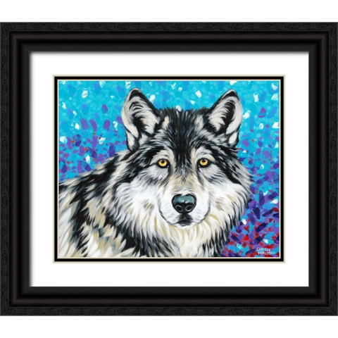 Grey Wolf II Black Ornate Wood Framed Art Print with Double Matting by Vitaletti, Carolee