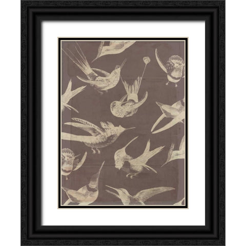 Bird Pattern IV Black Ornate Wood Framed Art Print with Double Matting by Goldberger, Jennifer