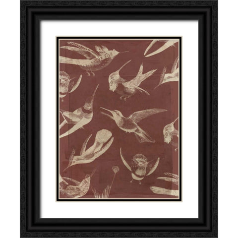 Bird Pattern V Black Ornate Wood Framed Art Print with Double Matting by Goldberger, Jennifer