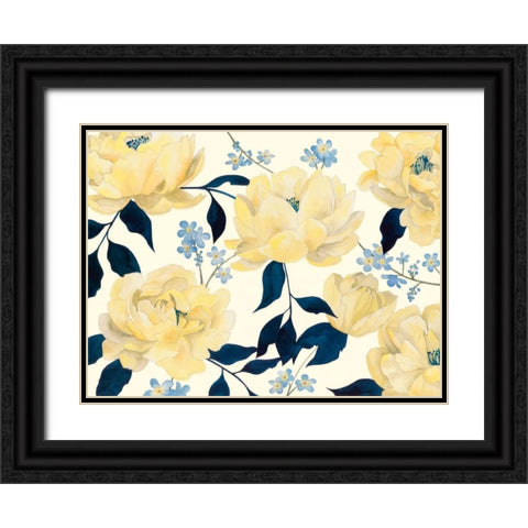 Fleurs Dor et Bleu I Black Ornate Wood Framed Art Print with Double Matting by Popp, Grace