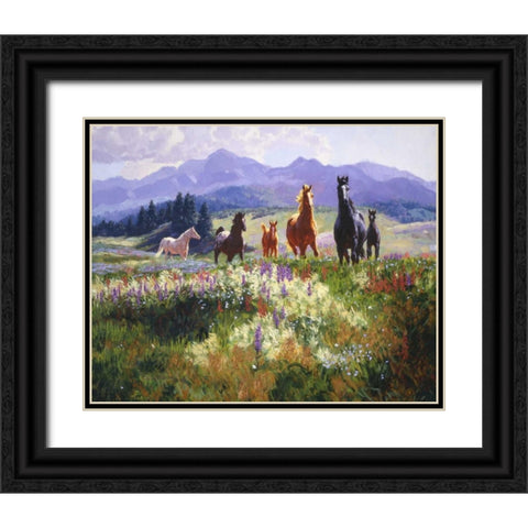 Wildflower Allure Black Ornate Wood Framed Art Print with Double Matting by Goldrick, Claire