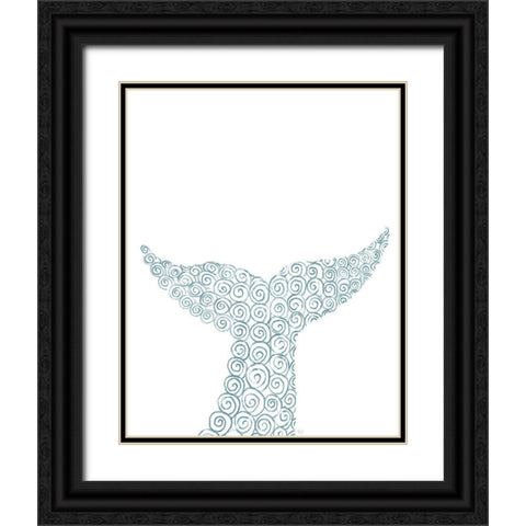 Swirly Whale Tail Black Ornate Wood Framed Art Print with Double Matting by Fab Funky