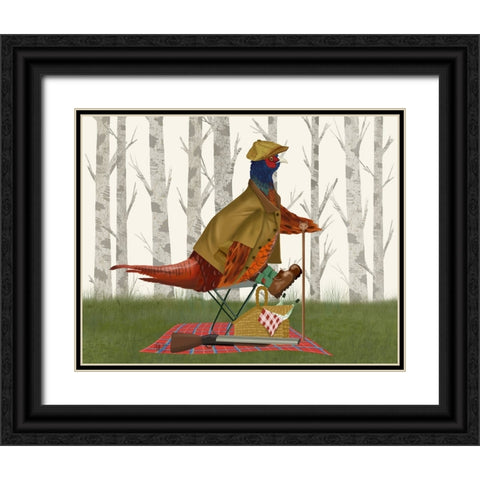 Pheasant Shooting Party 4 Black Ornate Wood Framed Art Print with Double Matting by Fab Funky