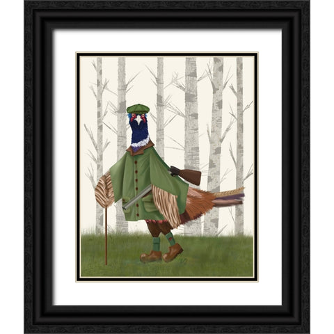 Pheasant Shooting Party 6 Black Ornate Wood Framed Art Print with Double Matting by Fab Funky