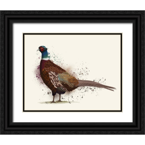 Pheasant Splash 1 Black Ornate Wood Framed Art Print with Double Matting by Fab Funky