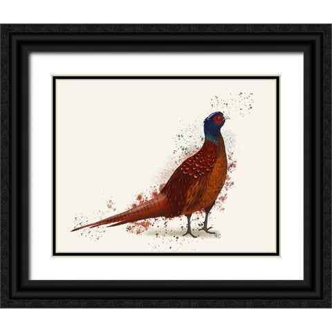 Pheasant Splash 4 Black Ornate Wood Framed Art Print with Double Matting by Fab Funky