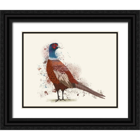 Pheasant Splash 5 Black Ornate Wood Framed Art Print with Double Matting by Fab Funky