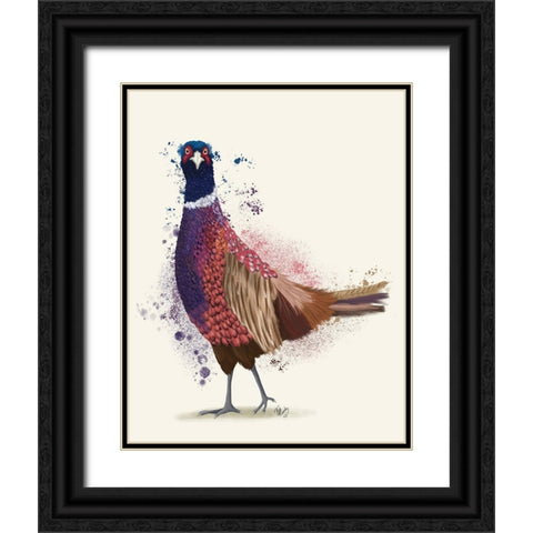 Pheasant Splash 6 Black Ornate Wood Framed Art Print with Double Matting by Fab Funky