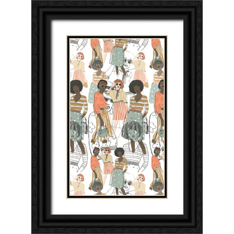 Fashion Vignette Collection E Black Ornate Wood Framed Art Print with Double Matting by Vess, June Erica