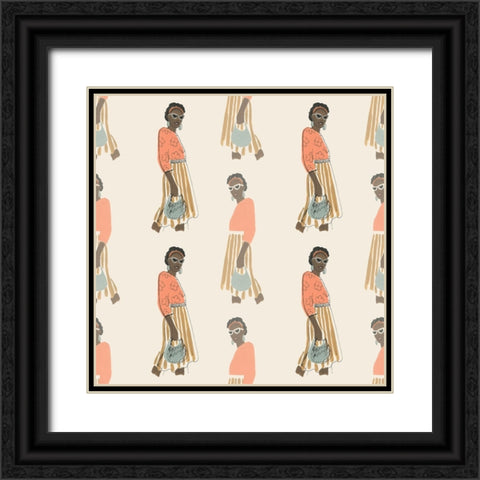 Fashion Vignette Collection F Black Ornate Wood Framed Art Print with Double Matting by Vess, June Erica