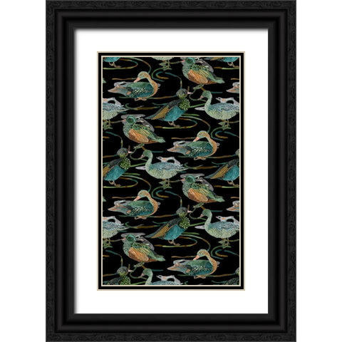 Duck in River Collection E Black Ornate Wood Framed Art Print with Double Matting by Wang, Melissa