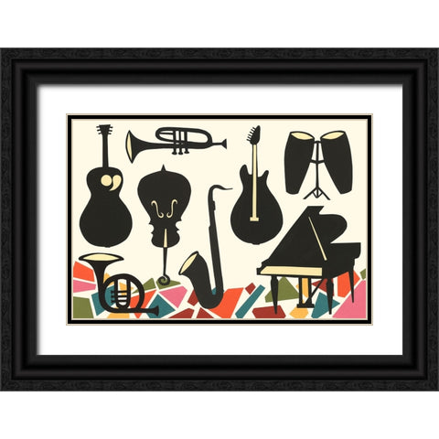 Cut Paper Instruments Collection A Black Ornate Wood Framed Art Print with Double Matting by Moore, Regina