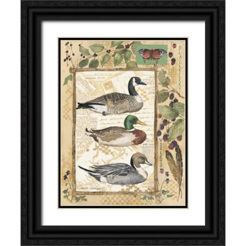 Three Ducks Black Ornate Wood Framed Art Print with Double Matting by Phillips, Anita