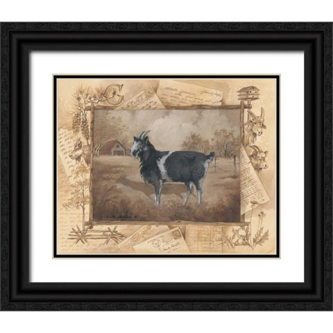 Goat Black Ornate Wood Framed Art Print with Double Matting by Phillips, Anita
