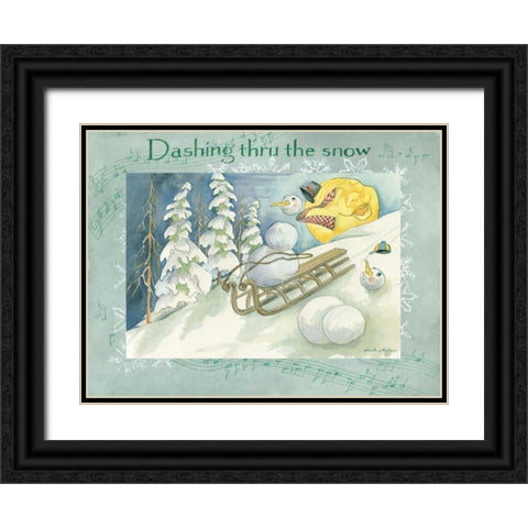 Dashing Through the Snow Black Ornate Wood Framed Art Print with Double Matting by Phillips, Anita