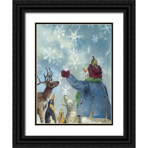 Let It Snow Black Ornate Wood Framed Art Print with Double Matting by Phillips, Anita