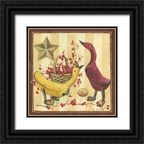 Wooden Ducks I Black Ornate Wood Framed Art Print with Double Matting by Phillips, Anita