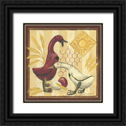Wooden Ducks II Black Ornate Wood Framed Art Print with Double Matting by Phillips, Anita