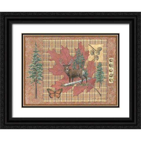 Deer Leaf Black Ornate Wood Framed Art Print with Double Matting by Phillips, Anita