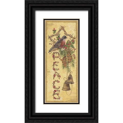 Peace Black Ornate Wood Framed Art Print with Double Matting by Phillips, Anita