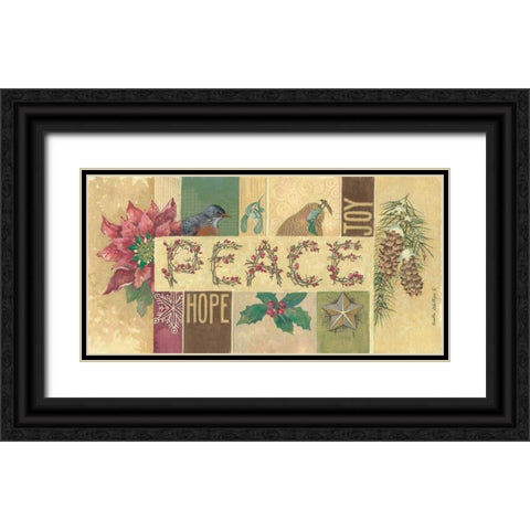 Peace Black Ornate Wood Framed Art Print with Double Matting by Phillips, Anita