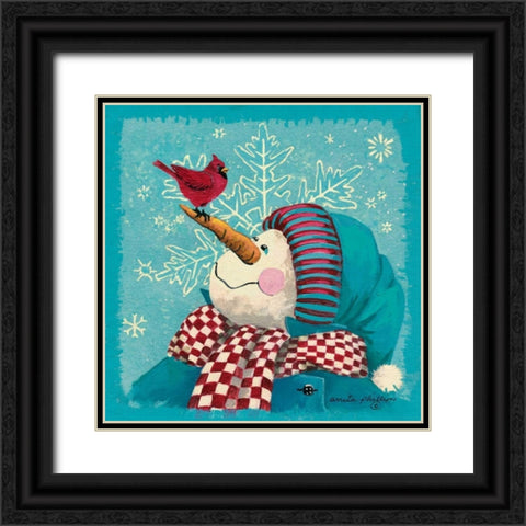 The Visitor - Aqua Black Ornate Wood Framed Art Print with Double Matting by Phillips, Anita