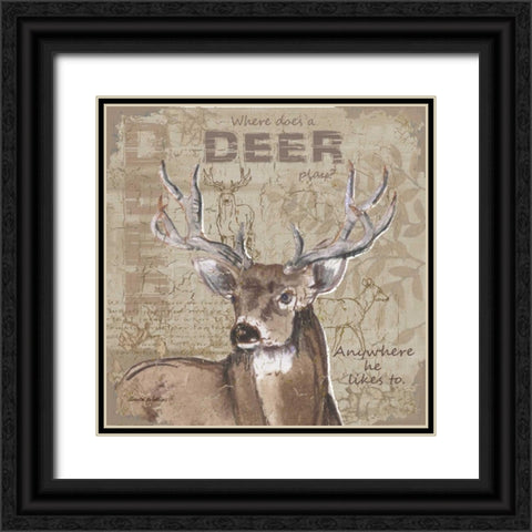 Where Does a Deer Play Black Ornate Wood Framed Art Print with Double Matting by Phillips, Anita