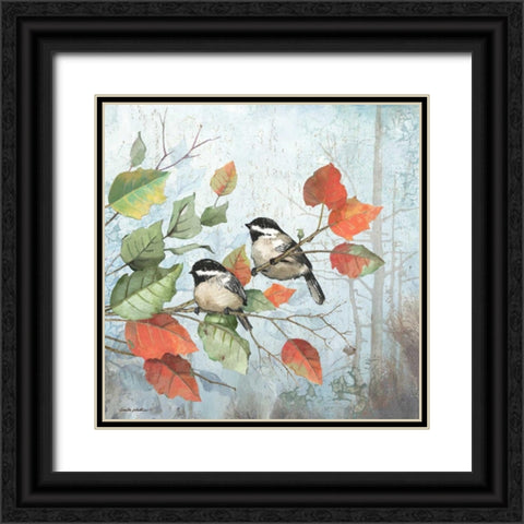 Chickadees Black Ornate Wood Framed Art Print with Double Matting by Phillips, Anita