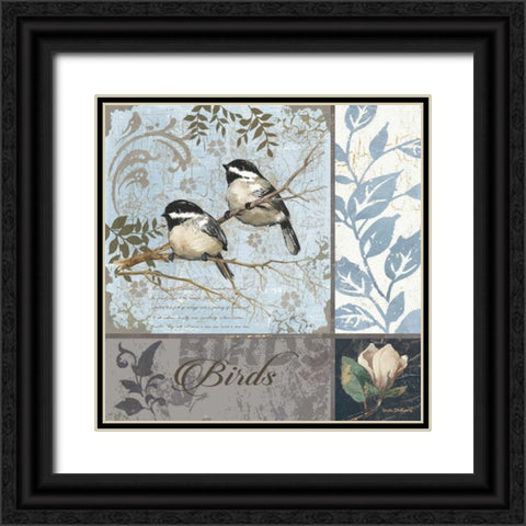 Chickadee Sampler Black Ornate Wood Framed Art Print with Double Matting by Phillips, Anita