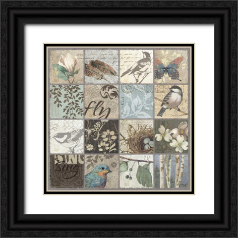 Bird 16 Patch II Black Ornate Wood Framed Art Print with Double Matting by Phillips, Anita