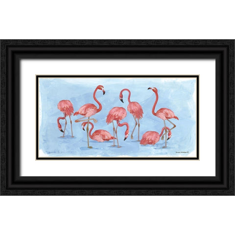 Pink Flamingos Black Ornate Wood Framed Art Print with Double Matting by Phillips, Anita