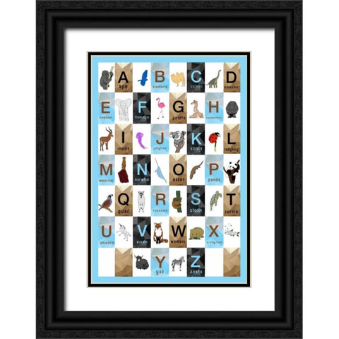 Alphabet - Boys Black Ornate Wood Framed Art Print with Double Matting by Perrenoud, Aubree