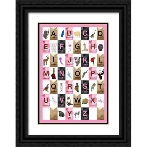 Alphabet - Girls Black Ornate Wood Framed Art Print with Double Matting by Perrenoud, Aubree