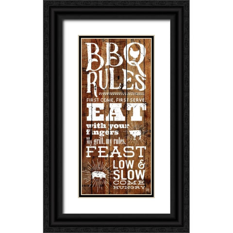 BBQ Rules Black Ornate Wood Framed Art Print with Double Matting by Perrenoud, Aubree
