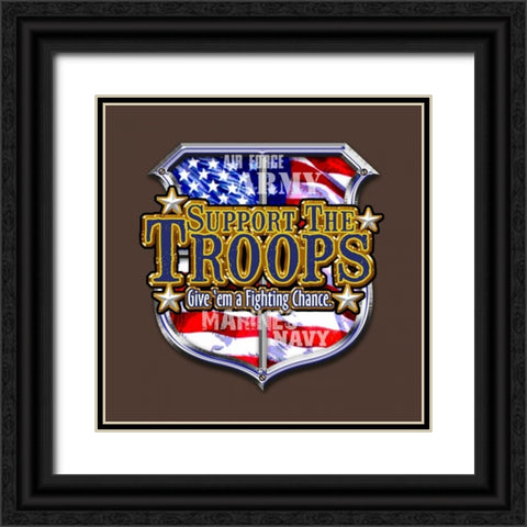 Support the Troops Black Ornate Wood Framed Art Print with Double Matting by Baldwin, Jim