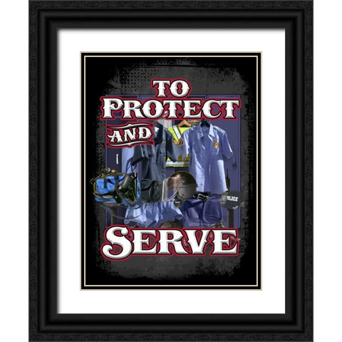 Protect and Serve Black Ornate Wood Framed Art Print with Double Matting by Baldwin, Jim