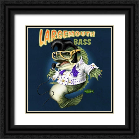 Largemouth Bass Black Ornate Wood Framed Art Print with Double Matting by Baldwin, Jim