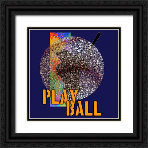 Play Baseball - Blue Black Ornate Wood Framed Art Print with Double Matting by Baldwin, Jim