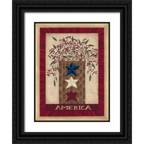 America Black Ornate Wood Framed Art Print with Double Matting by Shamp, Cindy
