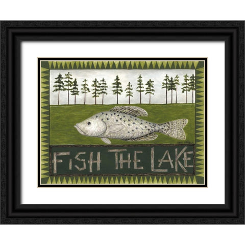 Fish the Lake Black Ornate Wood Framed Art Print with Double Matting by Shamp, Cindy