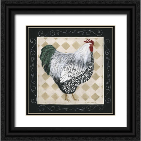 Rooster and Hen I Black Ornate Wood Framed Art Print with Double Matting by Shamp, Cindy
