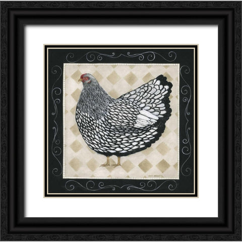 Rooster and Hen II Black Ornate Wood Framed Art Print with Double Matting by Shamp, Cindy