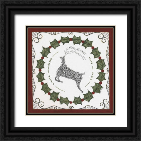 Winter Wonderland Wreath Black Ornate Wood Framed Art Print with Double Matting by Shamp, Cindy