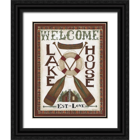 Lake House Welcome Black Ornate Wood Framed Art Print with Double Matting by Shamp, Cindy