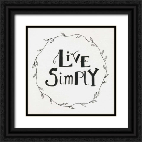Live Simply Wreath Black Ornate Wood Framed Art Print with Double Matting by Shamp, Cindy