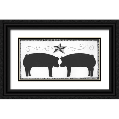 Pigs Black Ornate Wood Framed Art Print with Double Matting by Shamp, Cindy