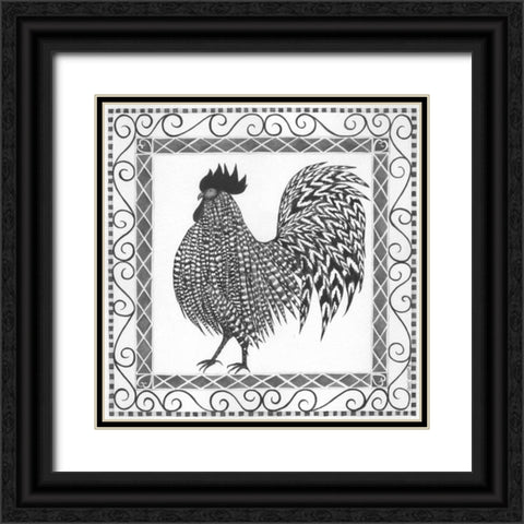 BandW Rooster II Black Ornate Wood Framed Art Print with Double Matting by Shamp, Cindy