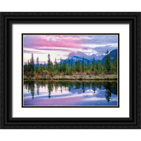 Purple Sky Tree line Black Ornate Wood Framed Art Print with Double Matting by Frates, Dennis