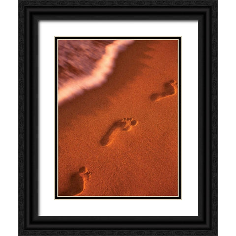 Footprints Black Ornate Wood Framed Art Print with Double Matting by Frates, Dennis