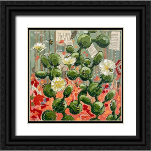 Opuntia and Bees Black Ornate Wood Framed Art Print with Double Matting by Ihde, McKenna
